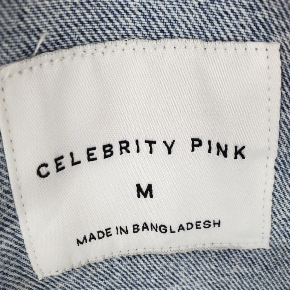 Celebrity Pink Size M Sherpa Button Up Denim Jean Jacket With Pockets - Picture 12 of 13